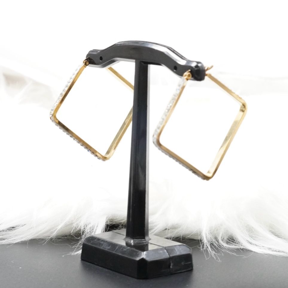 Miniatura 4 de CANDONGA ROMBO PIEDRA BLANCA-DORADO